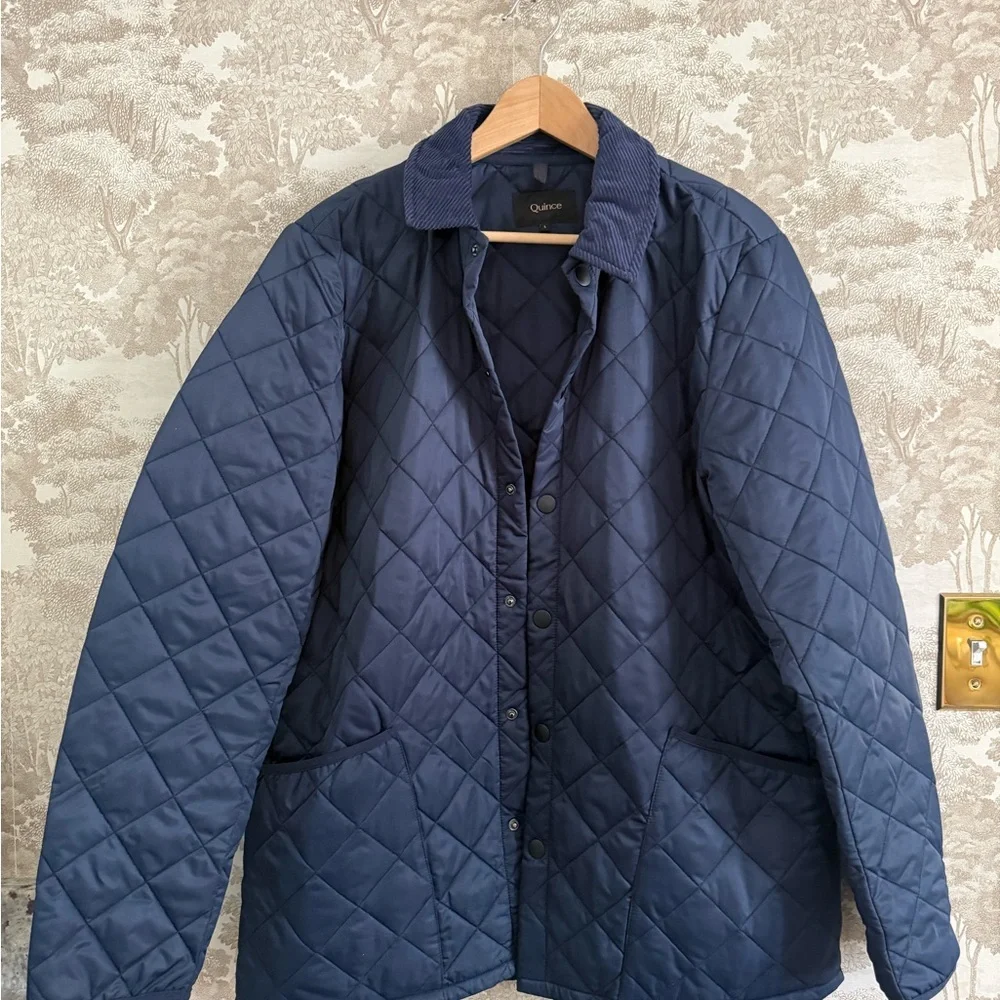 Quince Quilted Corduroy-Collar Jacket in Navy